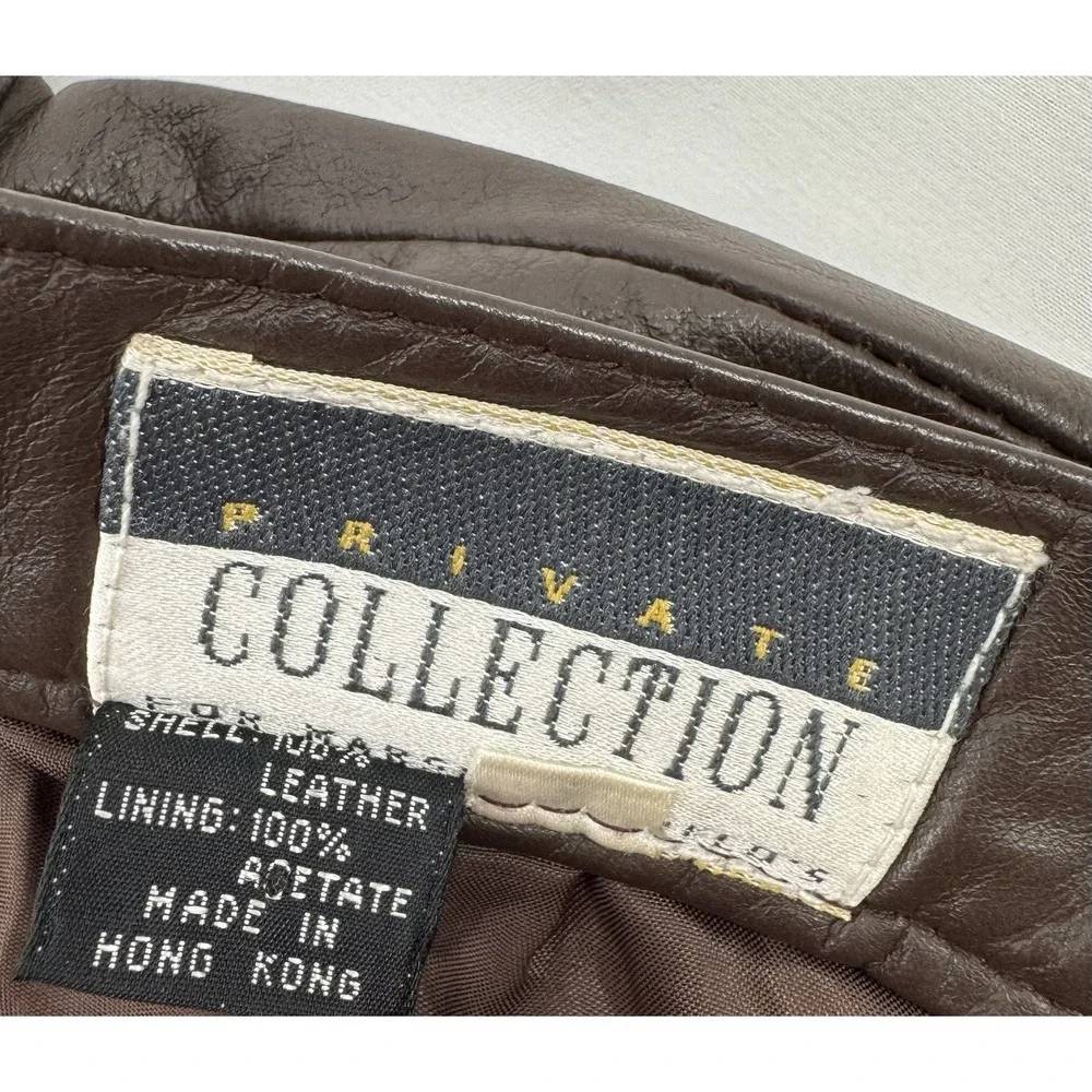 Vtg 90s Minimalist Brown Leather Pencil Skirt XS Office Career Corporate Chic
